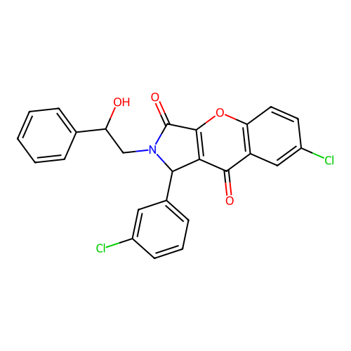 7-chloro-1-(3-chlorophenyl)-2-(2-hydroxy-2-phenylethyl)-1,2-dihydrochromeno[2,3-c]pyrrole-3,9-dione structure