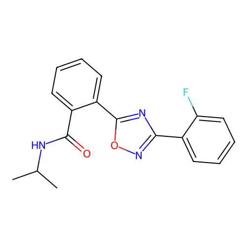 2-[3-(2-fluorophenyl)-1,2,4-oxadiazol-5-yl]-N-(propan-2-yl)benzamide structure