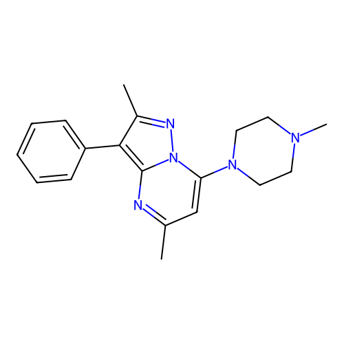 2,5-Dimethyl-7-(4-methylpiperazin-1-yl)-3-phenylpyrazolo[1,5-a]pyrimidine structure