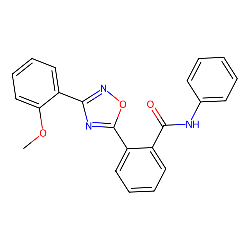 2-[3-(2-methoxyphenyl)-1,2,4-oxadiazol-5-yl]-N-phenylbenzamide structure