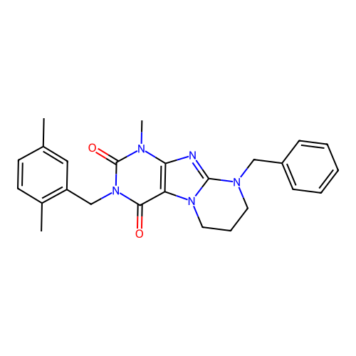 9-benzyl-3-(2,5-dimethylbenzyl)-1-methyl-6,7,8,9-tetrahydropyrimido[2,1-f]purine-2,4(1H,3H)-dione structure