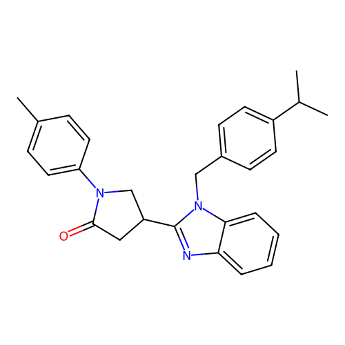 1-(4-methylphenyl)-4-{1-[4-(propan-2-yl)benzyl]-1H-benzimidazol-2-yl}pyrrolidin-2-one structure