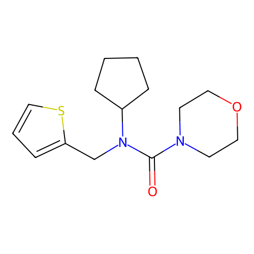 N-cyclopentyl-N-(thiophen-2-ylmethyl)morpholine-4-carboxamide structure