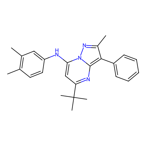 5-tert-butyl-N-(3,4-dimethylphenyl)-2-methyl-3-phenylpyrazolo[1,5-a]pyrimidin-7-amine structure