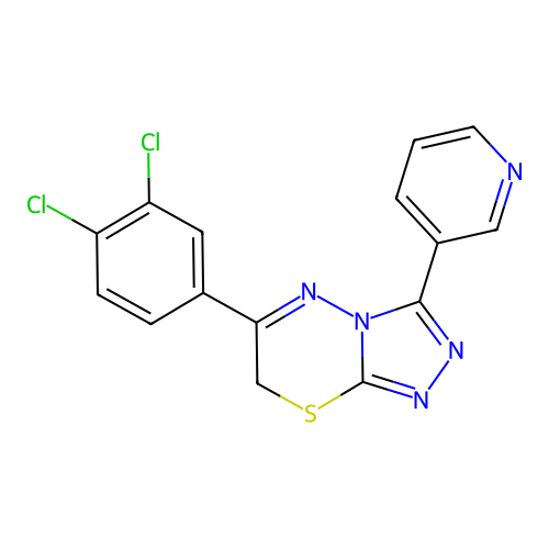 6-(3,4-dichlorophenyl)-3-(pyridin-3-yl)-7H-[1,2,4]triazolo[3,4-b][1,3,4]thiadiazine structure