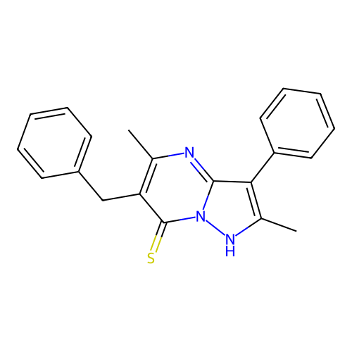 6-Benzyl-2,5-dimethyl-3-phenylpyrazolo[1,5-a]pyrimidine-7-thiol structure