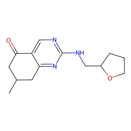 7-methyl-2-[(tetrahydrofuran-2-ylmethyl)amino]-7,8-dihydroquinazolin-5(6H)-one structure