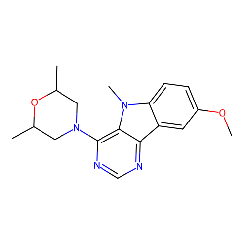 4-(2,6-dimethylmorpholin-4-yl)-8-methoxy-5-methyl-5H-pyrimido[5,4-b]indole structure