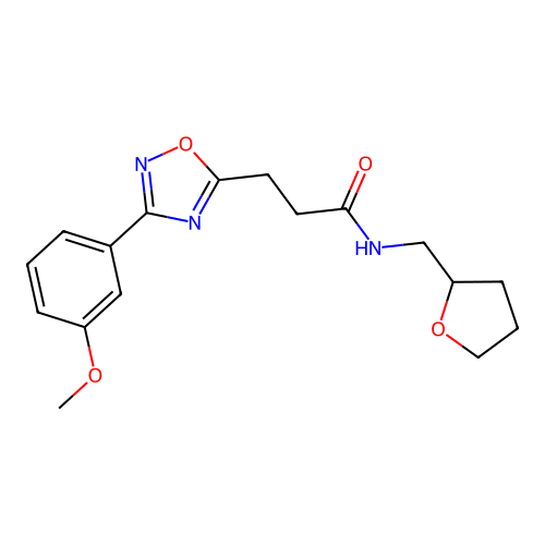 3-[3-(3-methoxyphenyl)-1,2,4-oxadiazol-5-yl]-N-(oxolan-2-ylmethyl)propanamide structure