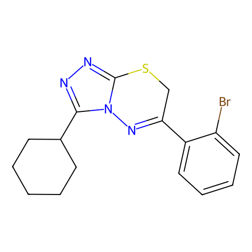 6-(2-bromophenyl)-3-cyclohexyl-7H-[1,2,4]triazolo[3,4-b][1,3,4]thiadiazine structure