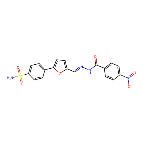 4-{5-[(4-Nitro-benzoyl)-hydrazonomethyl]-furan-2-yl}-benzenesulfonamide structure
