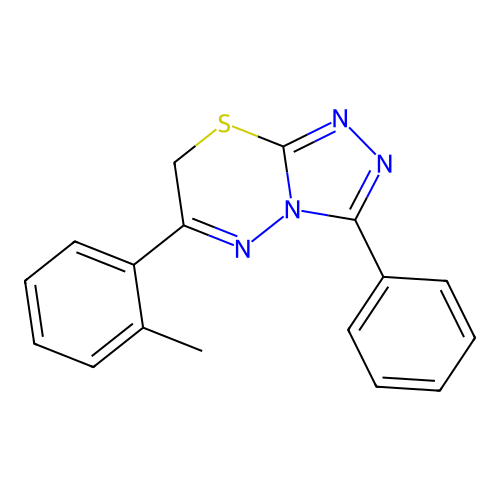 6-(2-methylphenyl)-3-phenyl-7H-[1,2,4]triazolo[3,4-b][1,3,4]thiadiazine structure