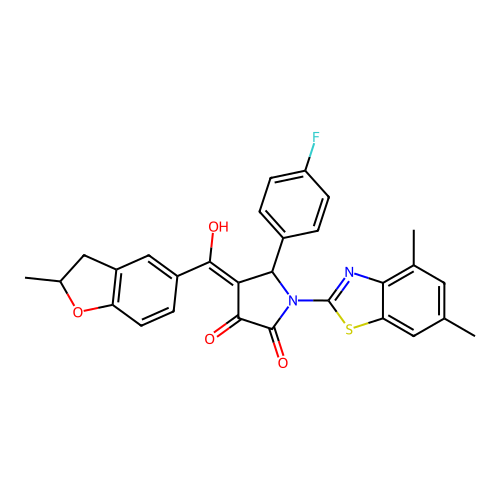 (4E)-1-(4,6-dimethyl-1,3-benzothiazol-2-yl)-5-(4-fluorophenyl)-4-[hydroxy(2-methyl-2,3-dihydro-1-benzofuran-5-yl)methylidene]pyrrolidine-2,3-dione structure
