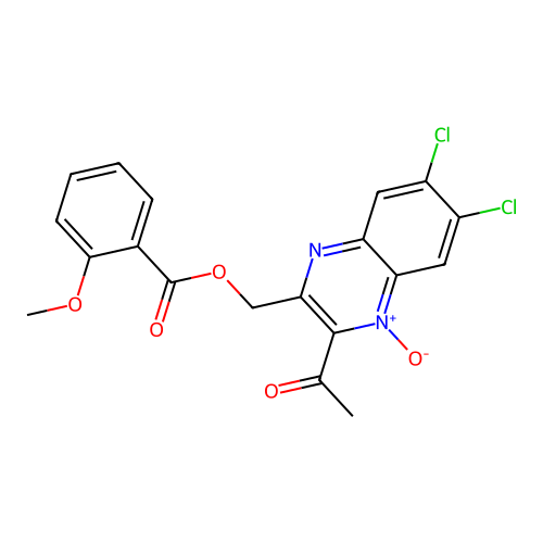 (3-Acetyl-6,7-dichloro-4-oxidoquinoxalin-2-yl)methyl 2-methoxybenzoate structure