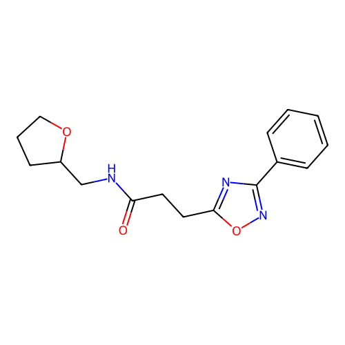 3-(3-phenyl-1,2,4-oxadiazol-5-yl)-N-(tetrahydrofuran-2-ylmethyl)propanamide structure
