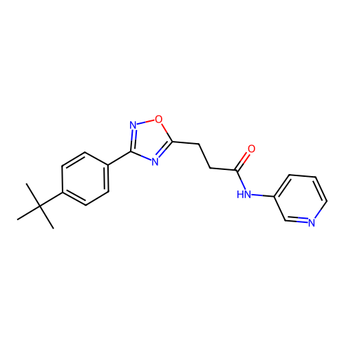 3-[3-(4-tert-butylphenyl)-1,2,4-oxadiazol-5-yl]-N-pyridin-3-ylpropanamide structure