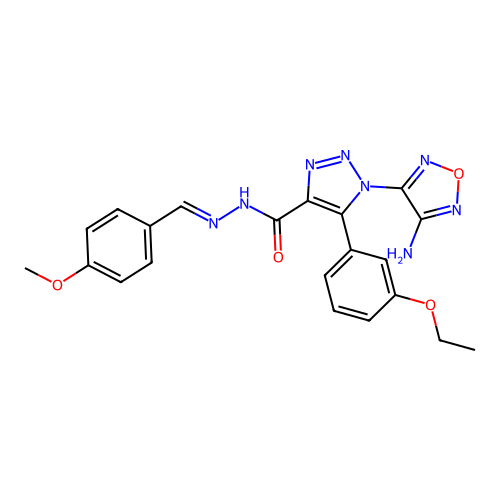 (E)-1-(4-amino-1,2,5-oxadiazol-3-yl)-5-(3-ethoxyphenyl)-N'-(4-methoxybenzylidene)-1H-1,2,3-triazole-4-carbohydrazide structure