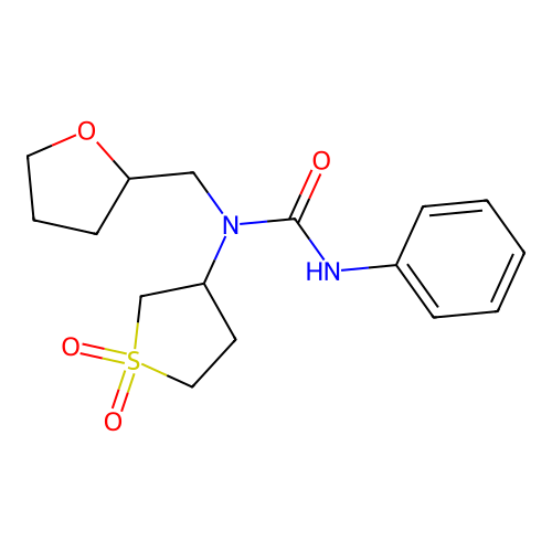 1-(1,1-dioxidotetrahydrothiophen-3-yl)-3-phenyl-1-(tetrahydrofuran-2-ylmethyl)urea structure