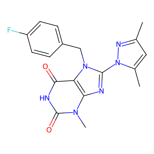 8-(3,5-Dimethylpyrazol-1-yl)-7-[(4-fluorophenyl)methyl]-3-methylpurine-2,6-dione structure