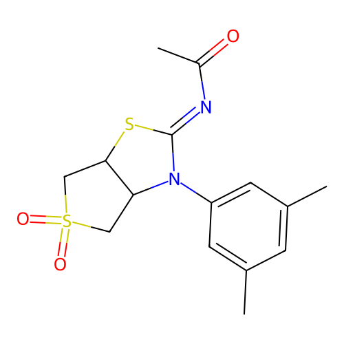N-[(2Z)-3-(3,5-dimethylphenyl)-5,5-dioxidotetrahydrothieno[3,4-d][1,3]thiazol-2(3H)-ylidene]acetamide structure