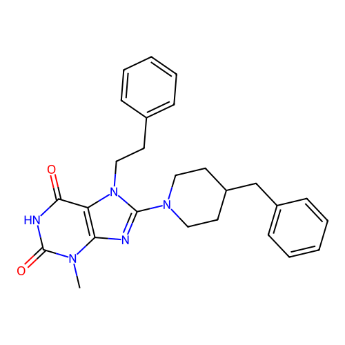 8-(4-benzylpiperidin-1-yl)-3-methyl-7-phenethyl-1H-purine-2,6(3H,7H)-dione structure