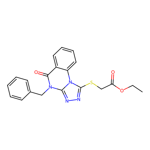 ethyl 2-((4-benzyl-5-oxo-4,5-dihydro-[1,2,4]triazolo[4,3-a]quinazolin-1-yl)thio)acetate structure