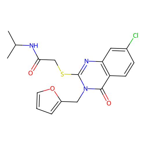 2-[[7-Chloro-3-(2-furanylmethyl)-3,4-dihydro-4-oxo-2-quinazolinyl]thio]-N-(1-methylethyl)acetamide structure