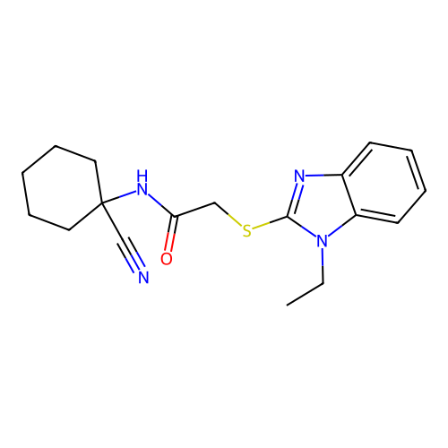 N-(1-cyanocyclohexyl)-2-[(1-ethyl-1H-1,3-benzodiazol-2-yl)sulfanyl]acetamide structure