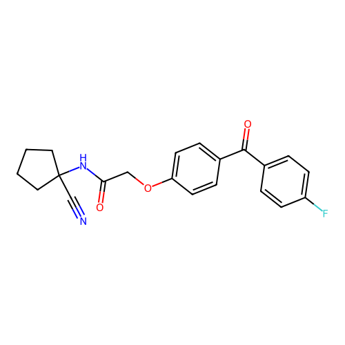N-(1-cyanocyclopentyl)-2-[4-(4-fluorobenzoyl)phenoxy]acetamide structure