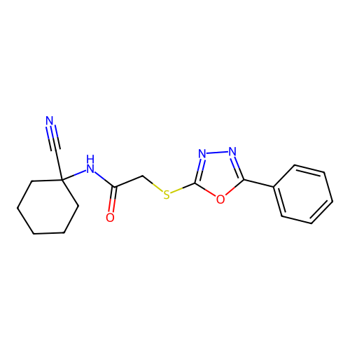 N-(1-cyanocyclohexyl)-2-[(5-phenyl-1,3,4-oxadiazol-2-yl)sulfanyl]acetamide structure