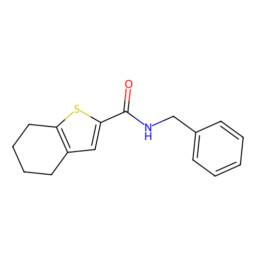 N-benzyl-4,5,6,7-tetrahydro-1-benzothiophene-2-carboxamide structure