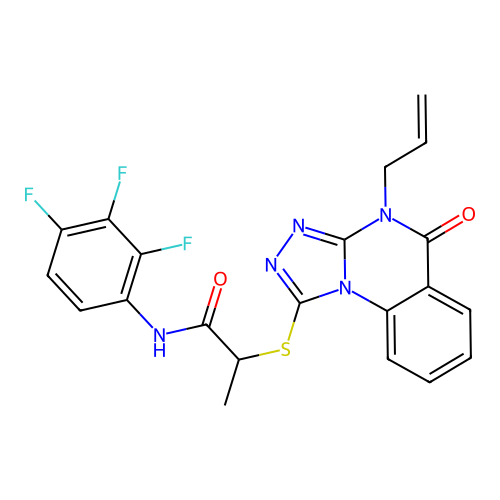 2-[[4,5-Dihydro-5-oxo-4-(2-propen-1-yl)[1,2,4]triazolo[4,3-a]quinazolin-1-yl]thio]-N-(2,3,4-trifluorophenyl)propanamide structure