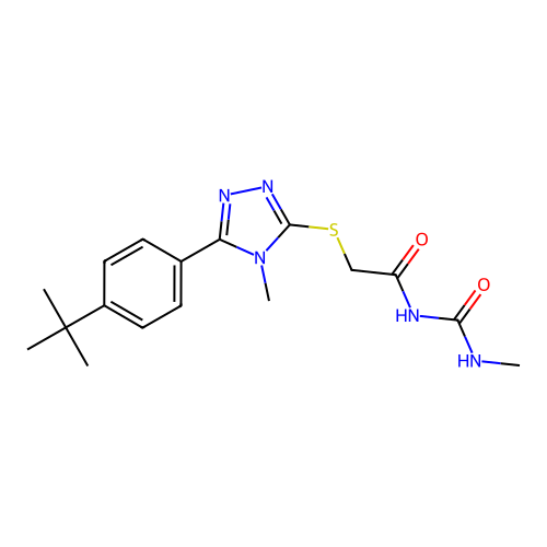 2-[[5-[4-(1,1-Dimethylethyl)phenyl]-4-methyl-4H-1,2,4-triazol-3-yl]thio]-N-[(methylamino)carbonyl]acetamide structure