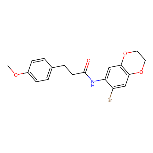 N-(7-Bromo-2,3-dihydro-1,4-benzodioxin-6-yl)-4-methoxybenzenepropanamide structure