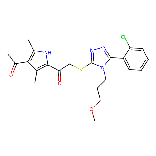 1-(4-Acetyl-3,5-dimethyl-1H-pyrrol-2-yl)-2-[[5-(2-chlorophenyl)-4-(3-methoxypropyl)-4H-1,2,4-triazol-3-yl]thio]ethanone structure