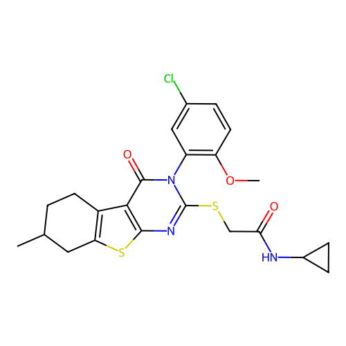 2-[[3-(5-Chloro-2-methoxyphenyl)-3,4,5,6,7,8-hexahydro-7-methyl-4-oxo[1]benzothieno[2,3-d]pyrimidin-2-yl]thio]-N-cyclopropylacetamide structure