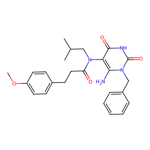 N-[6-Amino-1,2,3,4-tetrahydro-2,4-dioxo-1-(phenylmethyl)-5-pyrimidinyl]-4-methoxy-N-(2-methylpropyl)benzenepropanamide structure