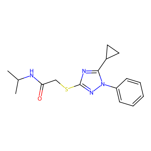 2-[(5-Cyclopropyl-1-phenyl-1H-1,2,4-triazol-3-yl)thio]-N-(1-methylethyl)acetamide structure