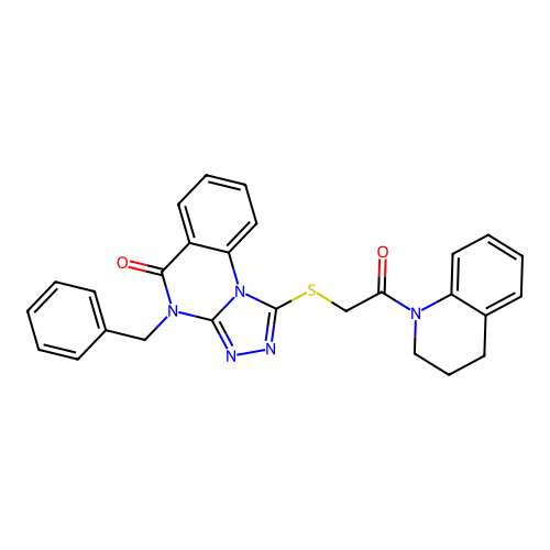 1-[[2-(3,4-Dihydro-1(2H)-quinolinyl)-2-oxoethyl]thio]-4-(phenylmethyl)[1,2,4]triazolo[4,3-a]quinazolin-5(4H)-one structure