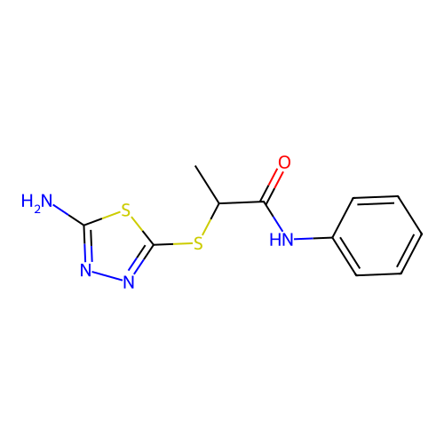2-[(5-amino-1,3,4-thiadiazol-2-yl)sulfanyl]-N-phenylpropanamide structure