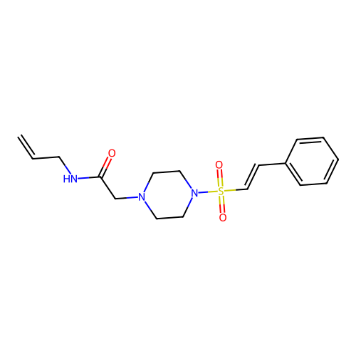 2-[4-(2-phenylethenesulfonyl)piperazin-1-yl]-N-(prop-2-en-1-yl)acetamide structure