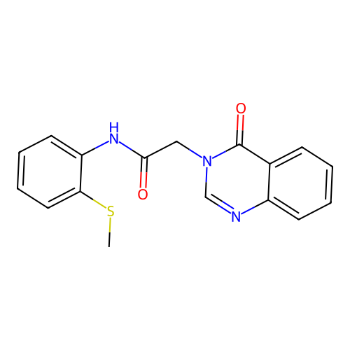 N-(2-methylsulfanylphenyl)-2-(4-oxoquinazolin-3-yl)acetamide structure