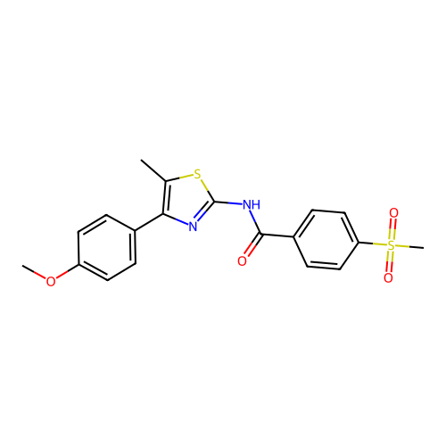 N-(4-(4-methoxyphenyl)-5-methylthiazol-2-yl)-4-(methylsulfonyl)benzamide structure