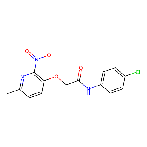 N-(4-chlorophenyl)-2-(6-methyl-2-nitropyridin-3-yl)oxyacetamide structure