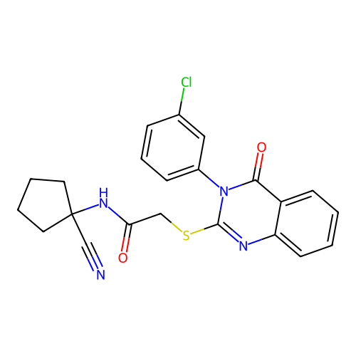 2-{[3-(3-chlorophenyl)-4-oxo-3,4-dihydroquinazolin-2-yl]sulfanyl}-N-(1-cyanocyclopentyl)acetamide structure
