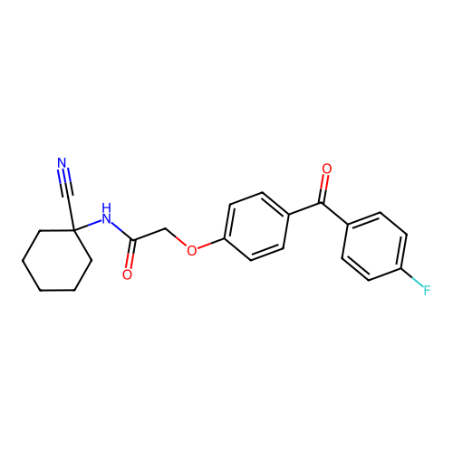 N-(1-cyanocyclohexyl)-2-[4-(4-fluorobenzoyl)phenoxy]acetamide structure