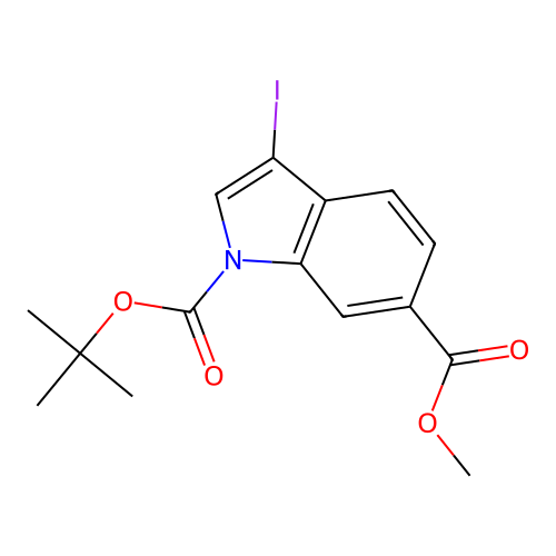 1-tert-butyl 6-methyl 3-iodo-1H-indole-1,6-dicarboxylate structure
