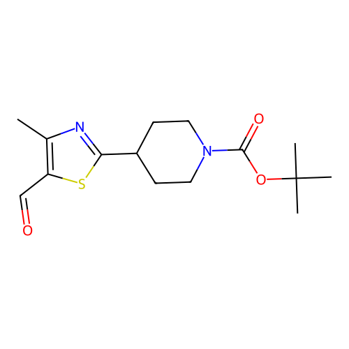 Tert-butyl 4-(5-formyl-4-methyl-1,3-thiazol-2-YL)piperidine-1-carboxylate structure