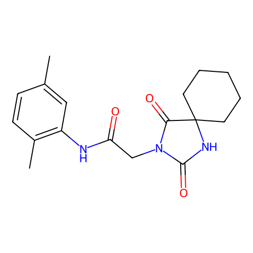 N-(2,5-dimethylphenyl)-2-(2,4-dioxo-1,3-diazaspiro[4.5]decan-3-yl)acetamide structure