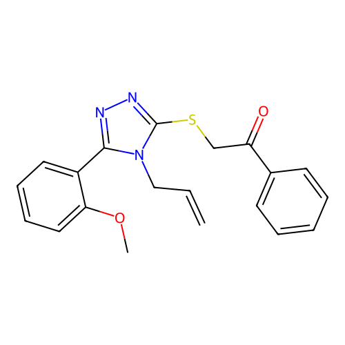 2-((4-allyl-5-(2-methoxyphenyl)-4H-1,2,4-triazol-3-yl)thio)-1-phenylethanone structure